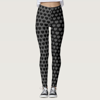 Leggings Kawaii Goth Black Hearts Duotone Motif