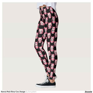 Leggings Kawaii Rose Kitty Cats Design