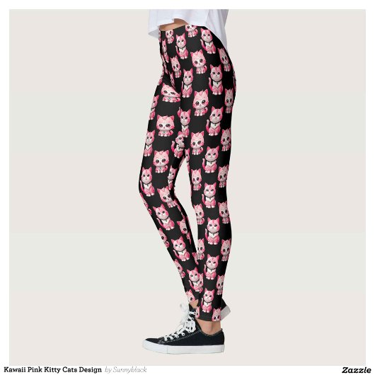 Leggings Kawaii Rose Kitty Cats Design