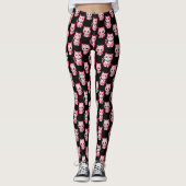 Leggings Kawaii Rose Kitty Cats Design (Devant)