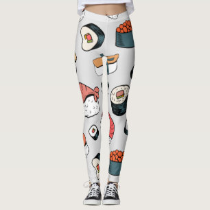 Leggings Kawaii Sushi Rolls Motif Slip-On Baskets