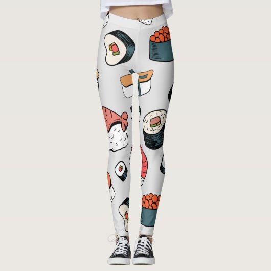Leggings Kawaii Sushi Rolls Motif Slip-On Baskets (Devant)
