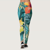 Leggings Kawung Batik tropical avec Hibiscus (Dos)