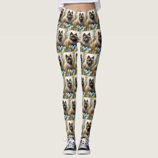 Leggings Keeshond avec œufs de Pâques (Devant)