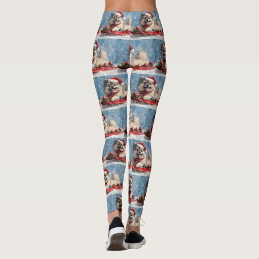 Leggings Keeshond Chien dans la corniche laissez-le neiger  (Dos)