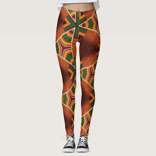 Leggings Kente Géométrie Kwanza Afrocentric (Devant)