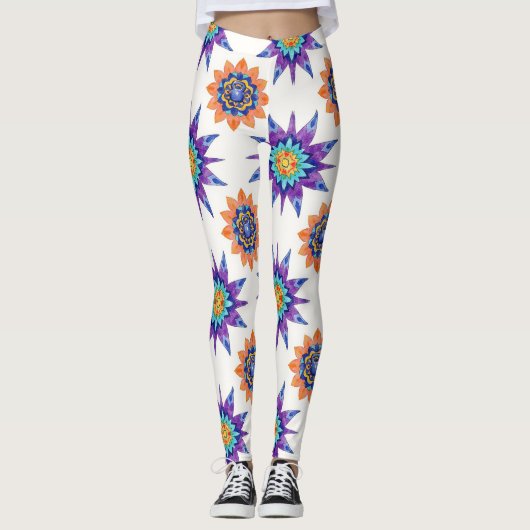 Leggings Kettle Bells Floral Mandalas Seamless Pattern (Devant)