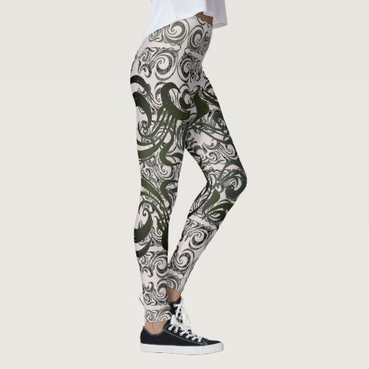 Leggings Khokhloma Muted Seaweed Motif (Droite)