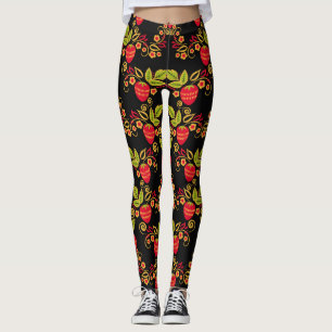 Leggings Khokhloma Russian Berries : Style traditionnel