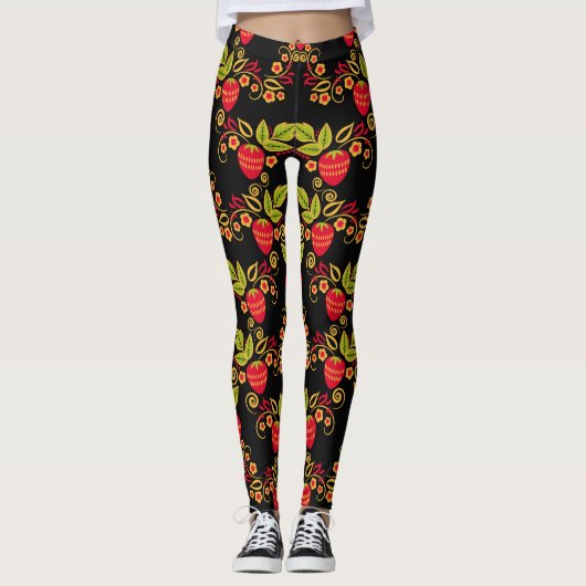 Leggings Khokhloma Russian Berries : Style traditionnel (Devant)