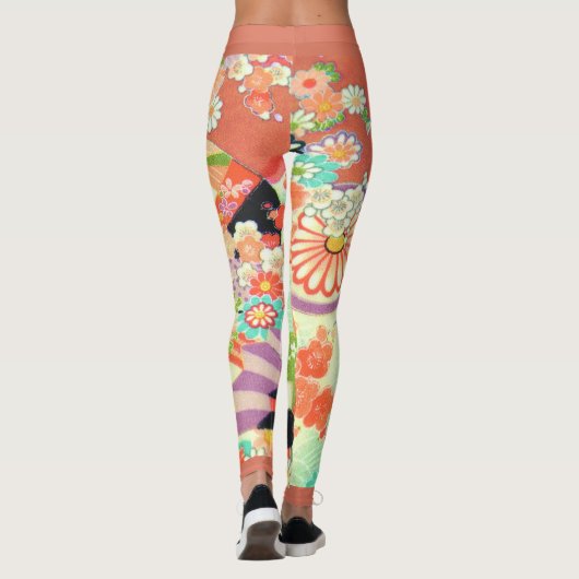 Leggings Kimono PixDezines/Pies/Fleurs de cerisiers (Dos)