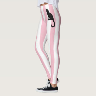 Leggings Kitten Monogramme Rayures verticales roses et blan