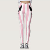 Leggings Kitten Monogramme Rayures verticales roses et blan (Devant)