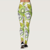 Leggings Kiwi, fruité, vert et blanc, frais, juteux, blanc (Dos)