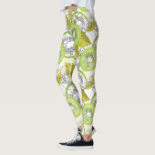 Leggings Kiwi, fruité, vert et blanc, frais, juteux, blanc (Gauche)