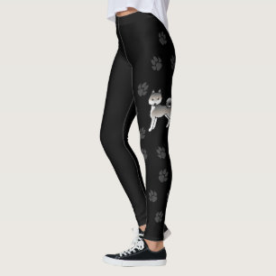 Leggings Klee Kai d'Alaska gris et blanc Chien mignon & pat