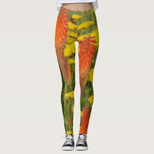 Leggings Kniphofia Uvaria Orange Fleurs Leger (Devant)