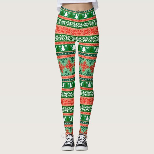 Leggings Knit de Noël coloré (Devant)