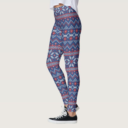 Leggings Knitted Stitch Pattern2 Navy/ID208 (Gauche)