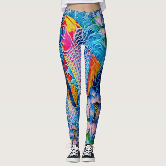 Leggings Koi et lis dans l'eau (Devant)