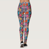 Leggings Koi Fish Tatouage Japonais Avec Modèle Floral Vagu (Dos)