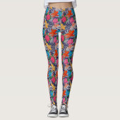 Leggings Koi Fish Tatouage Japonais Avec Modèle Floral Vagu (Devant)