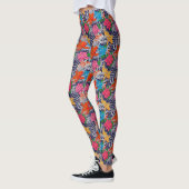 Leggings Koi Fish Tatouage Japonais Avec Modèle Floral Vagu (Gauche)