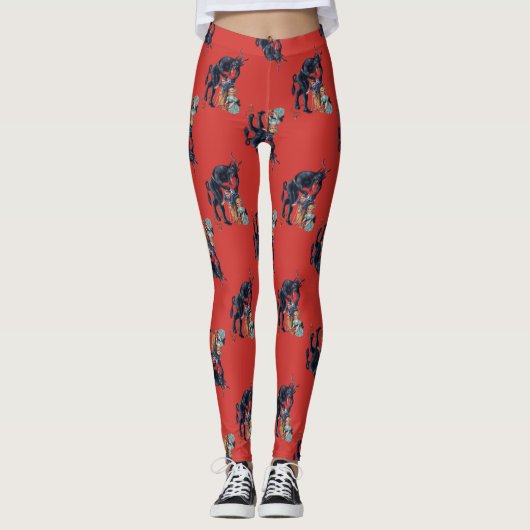 Leggings krampus de Noël antique rouge (Devant)