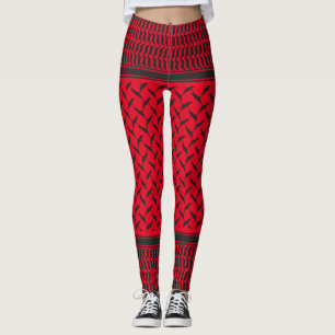 Leggings kuffiya palestinien noir et rouge