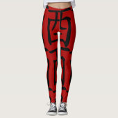 Leggings L Symbole chinois noir Idéogramme coq Zodiac WL (Devant)
