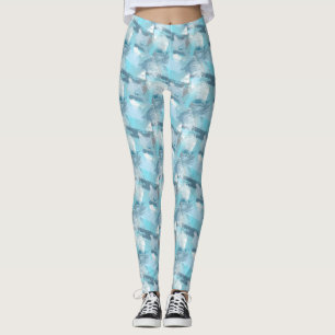 Leggings la brosse abstraite frotte le modèle turquoise