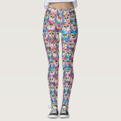 Leggings La chouette fait face à des oiseaux nocturnes moti (Devant)