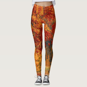 Leggings La chute laisse à des guêtres le rouge orange