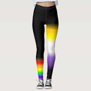 Leggings La fierté gaie nonbinary asymétrique d'arc-en-ci