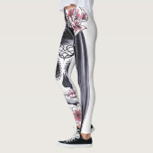 Leggings La fleur de Halloween de masque de filles halète (Gauche)