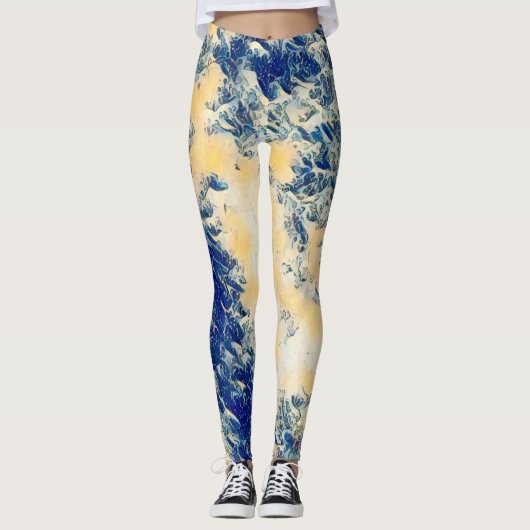 Leggings La grande vague des guêtres de style de Kanagawa (Devant)