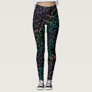 Leggings La musique d'arc-en-ciel note les guêtres florale