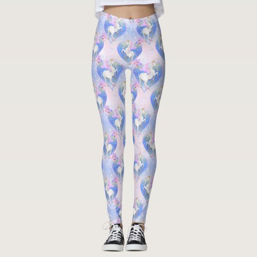 Leggings La nuit magique princesse licorne coeurs (Devant)