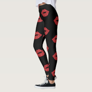 Leggings La Parties scintillant des lèvres rouges baise un