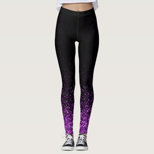 Leggings La Parties scintillant violette s'estompe en noir (Devant)