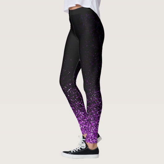 Leggings La Parties scintillant violette s'estompe en noir (Gauche)