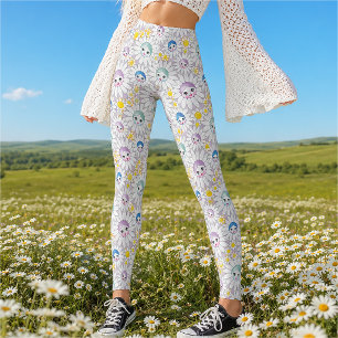 Leggings La poupée Lilac fait face à un motif dans les marg