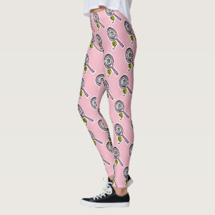 Leggings La raquette et la boule de tennis roses mignonnes
