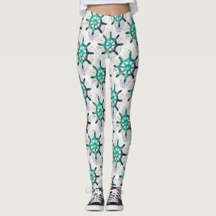 Leggings La roue du capitaine aux couleurs bleu vert de l'o