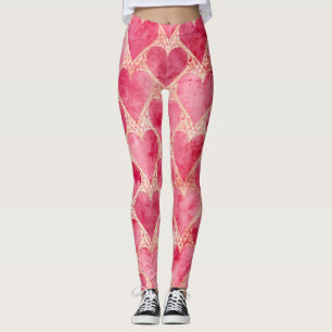 Leggings La Saint-Valentin, motif de coeur d'amour rose rou