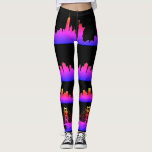 Leggings La vie nocturne de Neon Night Line à USA City Sky