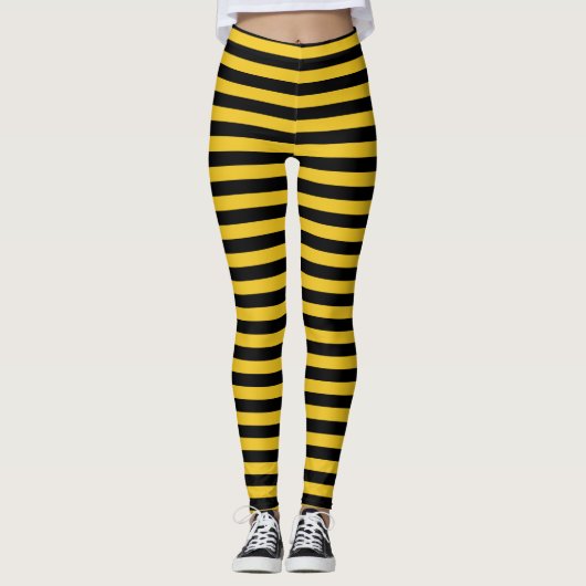 Leggings L'abeille jaune noire aiment des rayures (Devant)