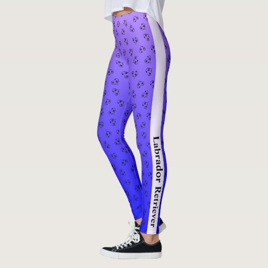 Leggings Labrador Retriever avec coeur bleu violet Ombre (Gauche)
