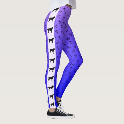 Leggings Labrador Retriever avec coeur bleu violet Ombre (Droite)