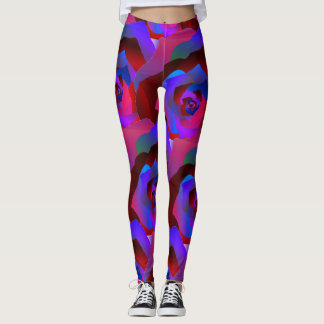 Leggings L'abrégé sur pourpre rouge foncé fascinant bleu